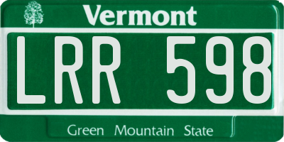 VT license plate LRR598