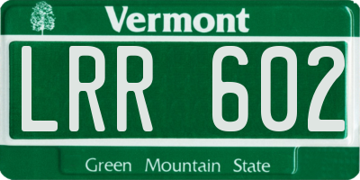 VT license plate LRR602
