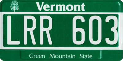 VT license plate LRR603