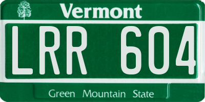 VT license plate LRR604