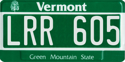 VT license plate LRR605