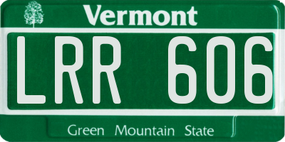 VT license plate LRR606