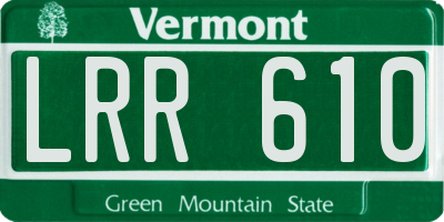 VT license plate LRR610