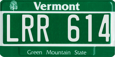 VT license plate LRR614