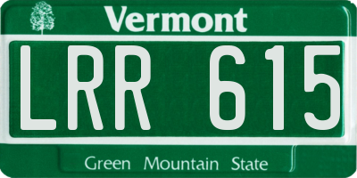 VT license plate LRR615
