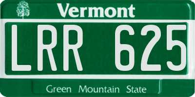 VT license plate LRR625