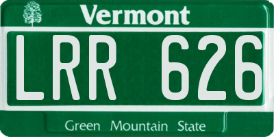 VT license plate LRR626