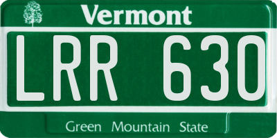 VT license plate LRR630