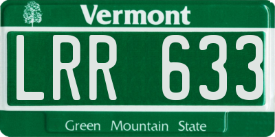 VT license plate LRR633