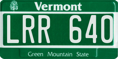 VT license plate LRR640