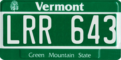 VT license plate LRR643