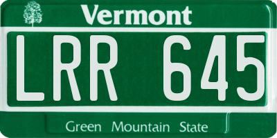 VT license plate LRR645