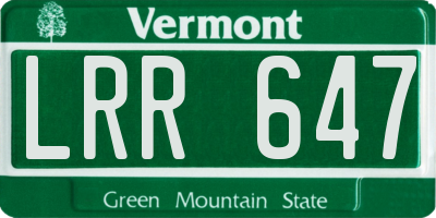 VT license plate LRR647