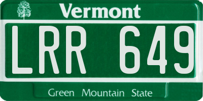 VT license plate LRR649