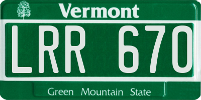 VT license plate LRR670