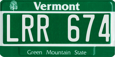 VT license plate LRR674