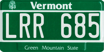 VT license plate LRR685