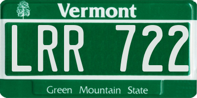 VT license plate LRR722