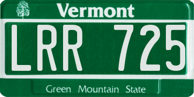 VT license plate LRR725