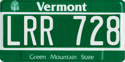 VT license plate LRR728