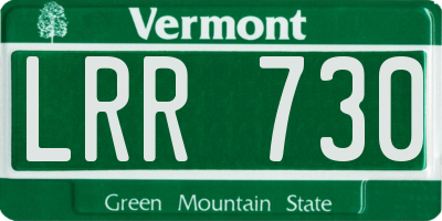 VT license plate LRR730