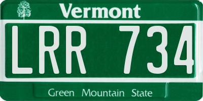VT license plate LRR734