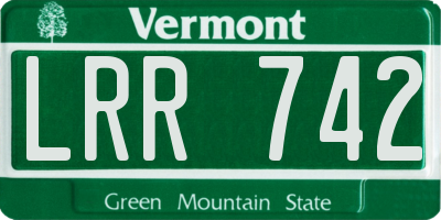 VT license plate LRR742