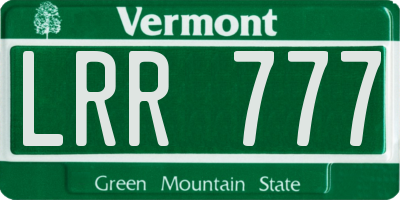 VT license plate LRR777