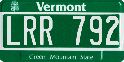 VT license plate LRR792