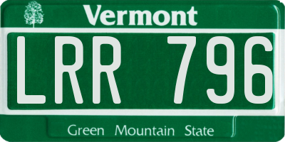VT license plate LRR796