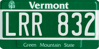 VT license plate LRR832