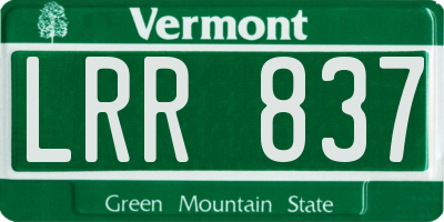 VT license plate LRR837