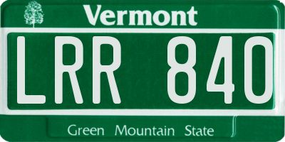 VT license plate LRR840