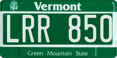 VT license plate LRR850