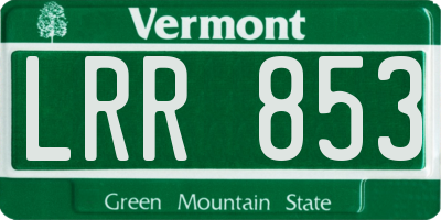 VT license plate LRR853