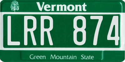 VT license plate LRR874