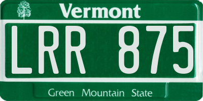 VT license plate LRR875
