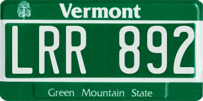 VT license plate LRR892