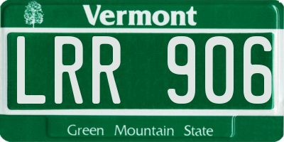 VT license plate LRR906