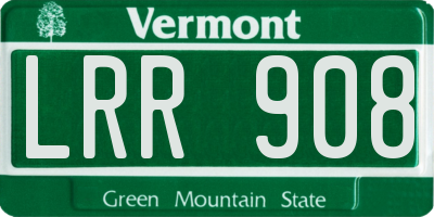 VT license plate LRR908