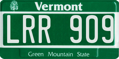 VT license plate LRR909