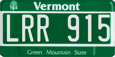 VT license plate LRR915