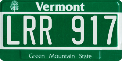 VT license plate LRR917