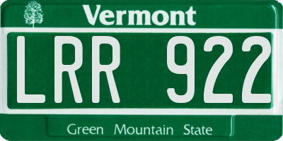 VT license plate LRR922