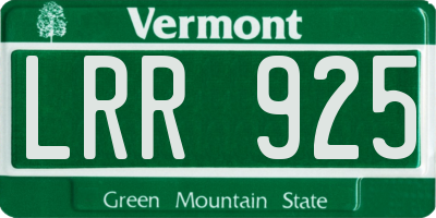 VT license plate LRR925