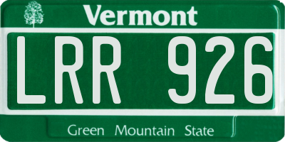 VT license plate LRR926
