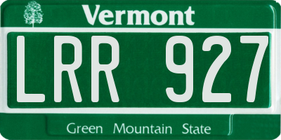VT license plate LRR927