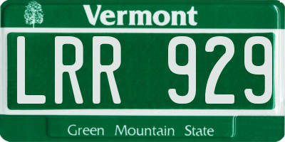 VT license plate LRR929