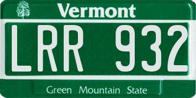 VT license plate LRR932