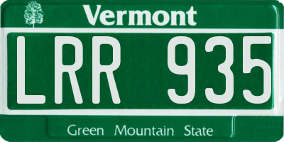 VT license plate LRR935